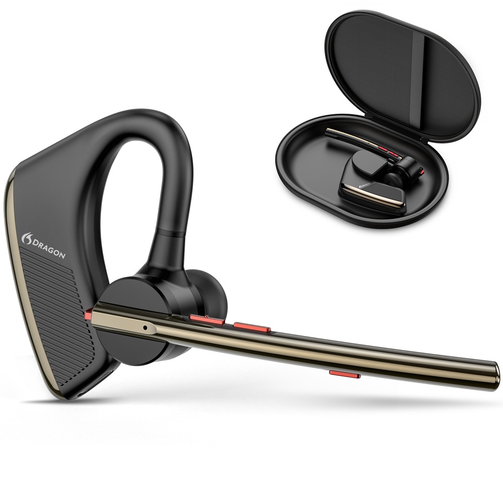 Dragon Bluetooth Bluetooth Earpiece V5.2 Wireless Bluetooth Headset 24Hrs Talktime  Dual Mic Noise Cancelling
